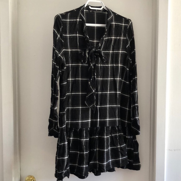 Zara windowpane gingham long sleeve dress - Picture 1 of 5
